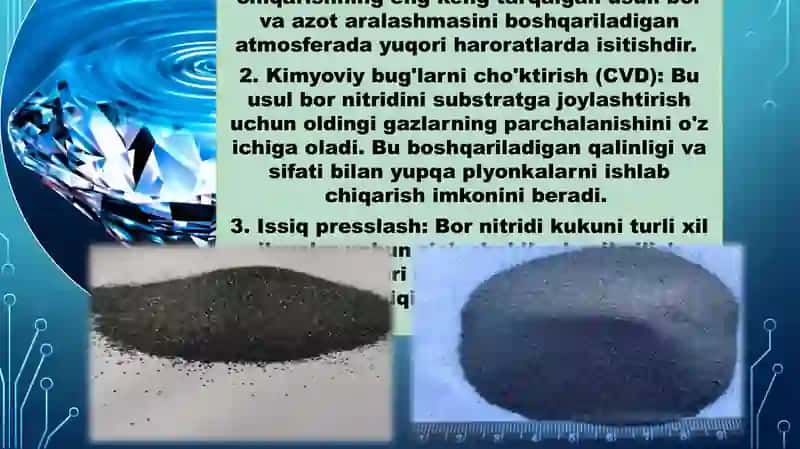 Òta qattiq materiallar. Bor nitridi, olmos va ularning xossalari, olish metodikasi va texno 4