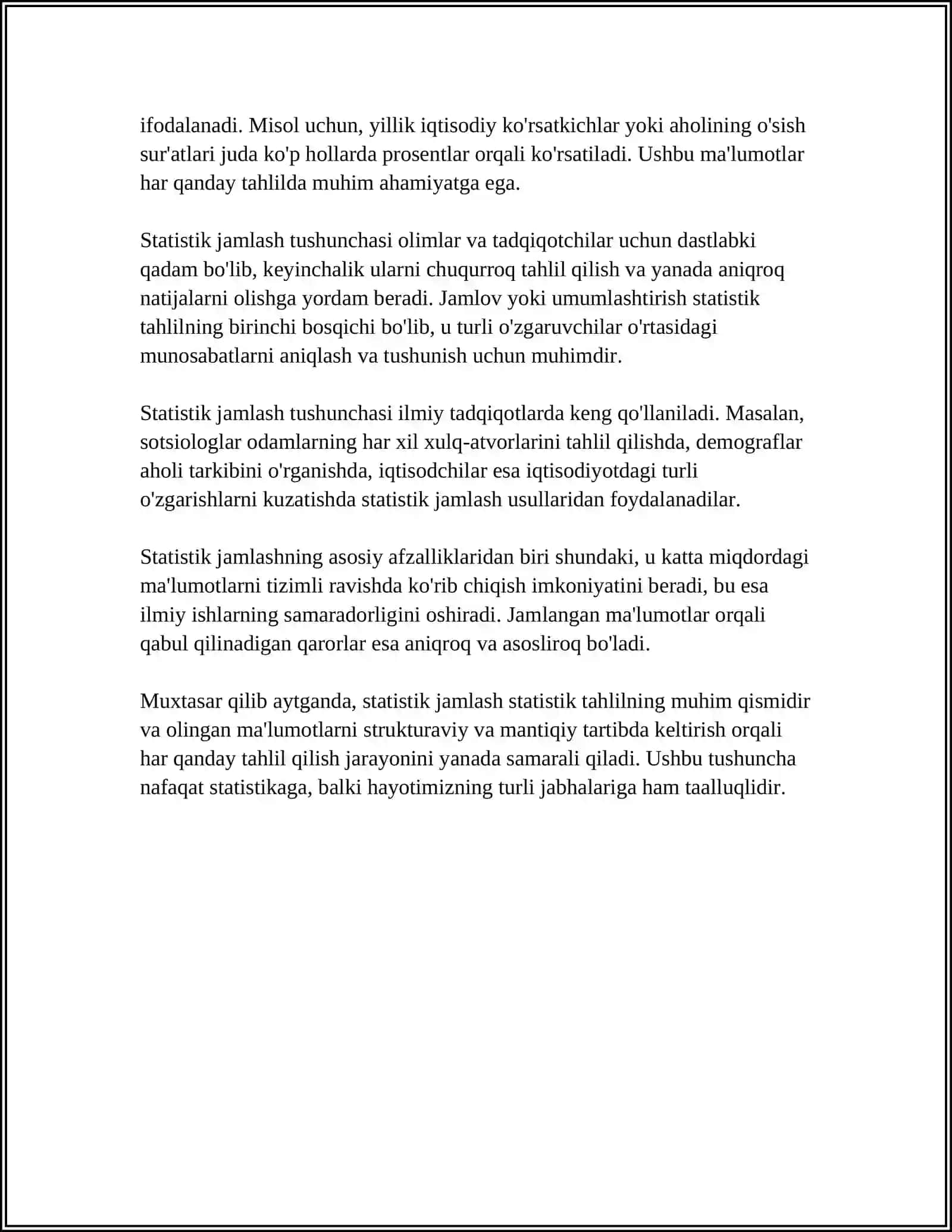 STATISTIK JAMLASH: TURLARI VA MOHIYATI 4