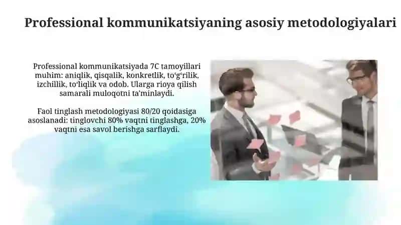 Kasbiy muloqot uslubiyati va qoidalar 4