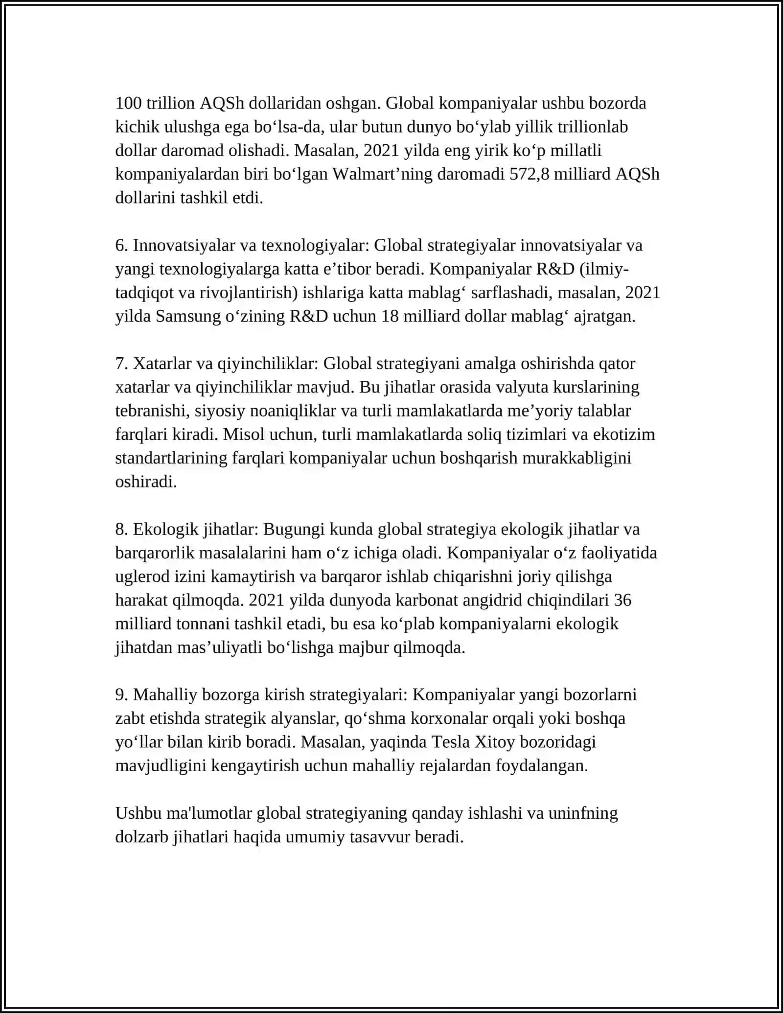 GLOBAL BIZNES STRATEGIYALARI VA ULARNING AFZALLIKLARI 4