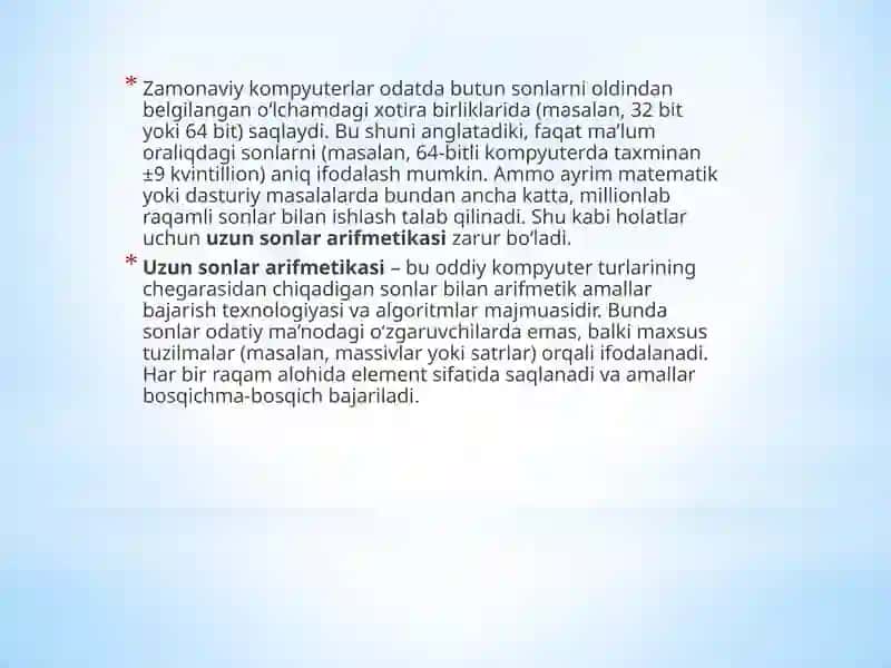 Uzun sonlar arifmetikasi 4