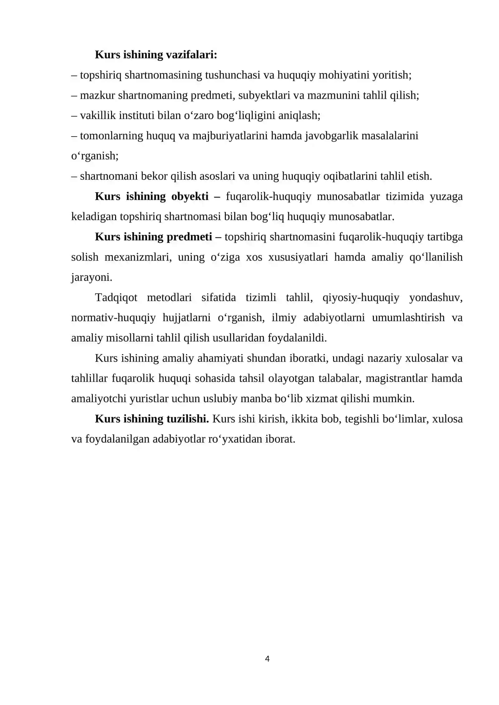 Topshiriq shartnomasini fuqarolik-huquqiy tartibga solishning o’ziga xos xususiyatlari 4