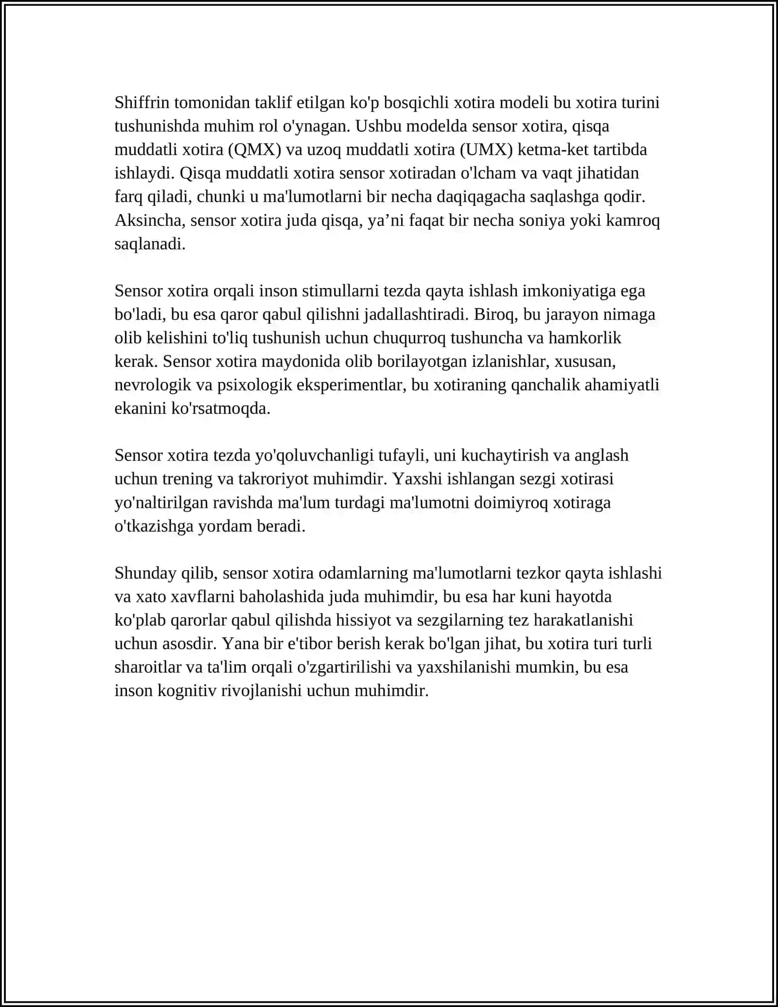 Sensor xotira (sezgi xotirasi) 4