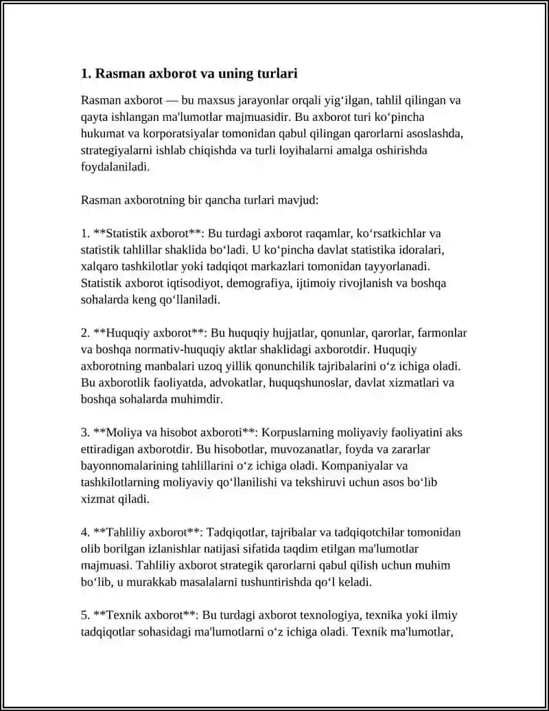 Rasman axborot va uning turlari 4
