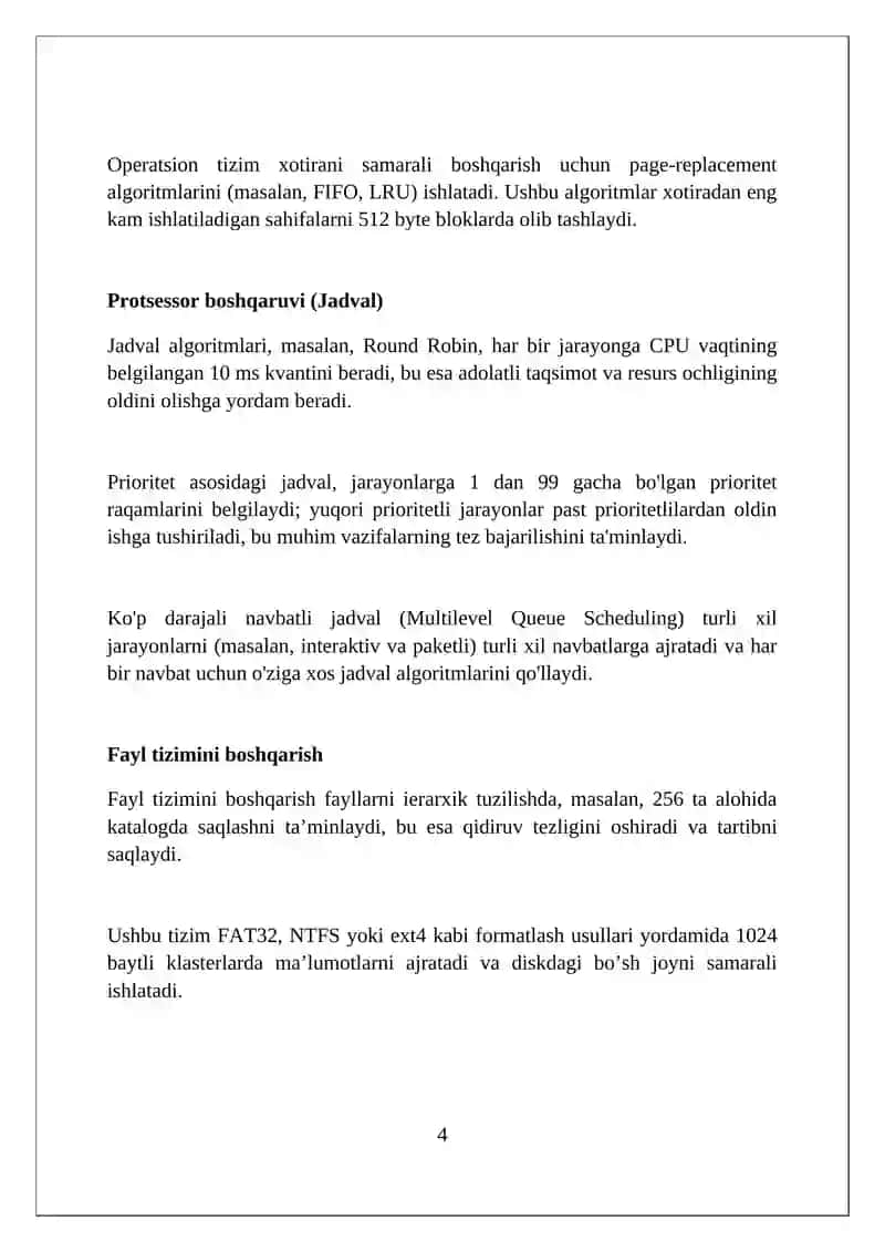 Operatsion tizimning asosiy vazifalari 4