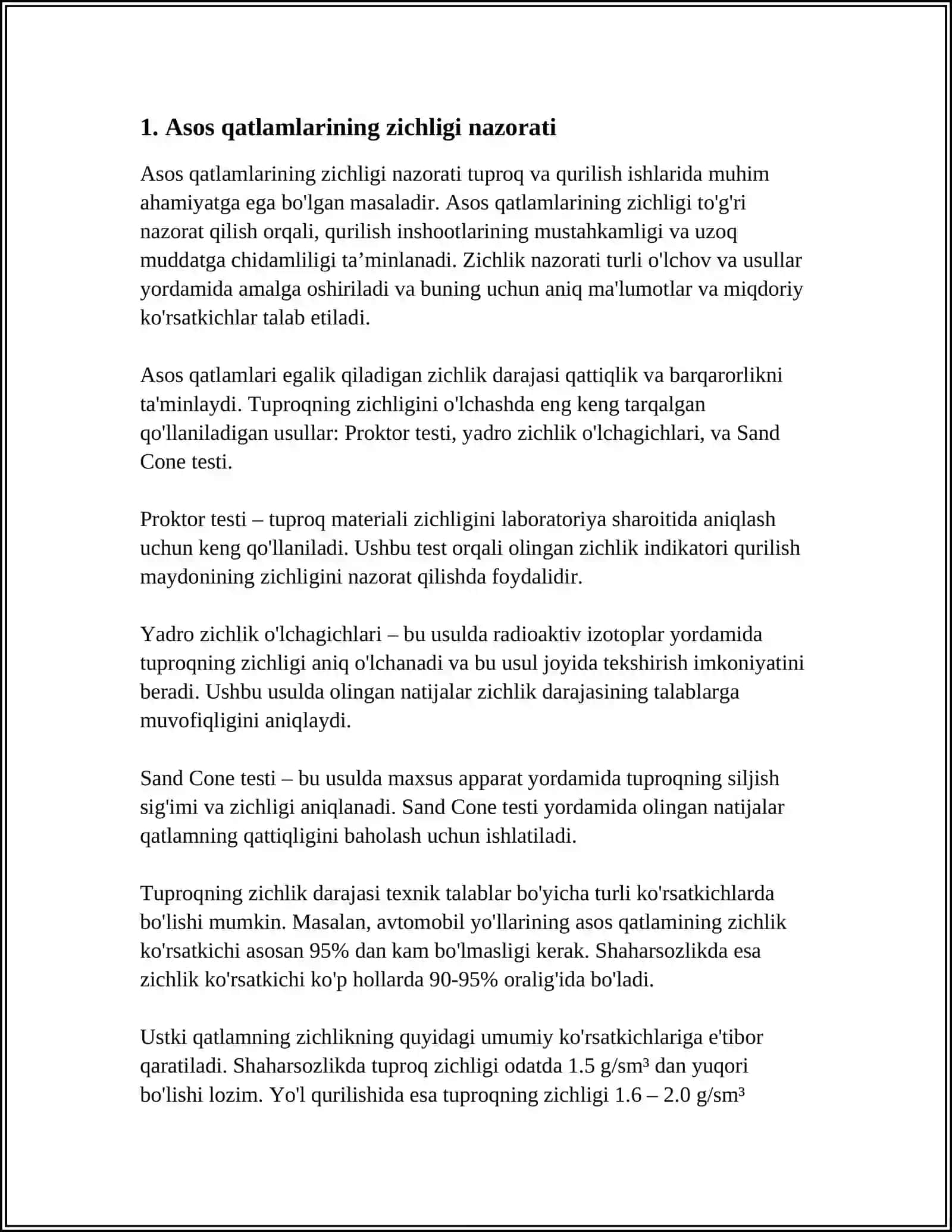 CHAQIQTOSHLI QUM-SHAGʻALLI MATERIALLARDAN TASHKIL TOPGAN ASOS QATLAMLARINI QURISHDA ISHLAR SIFATINI NAZORAT QILISH 4
