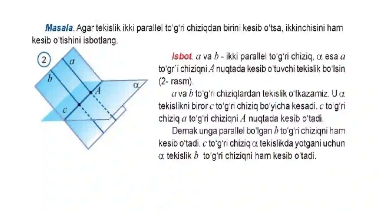Fazoda to’g’ri chiziq va tekisliklarning o’zaro joylashuvi 4