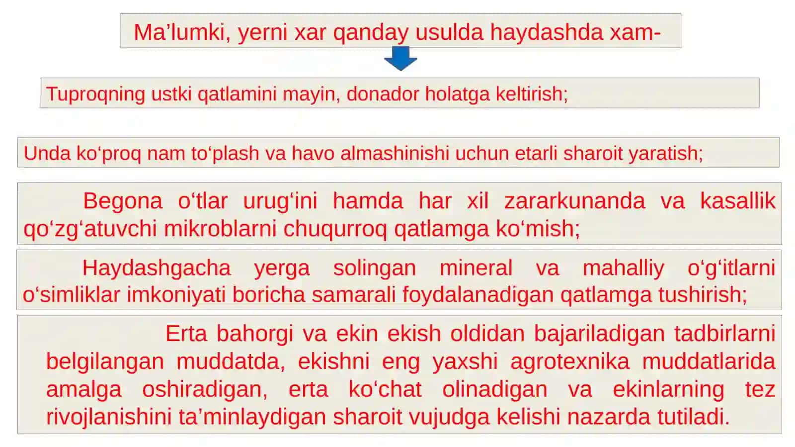 KUZGISHUDGOR.GALLA VA BOSHQA YOPPASIGA EKILGAN EKINLARDAN BO’SHAGAN YERLARNI HAYDASH 4