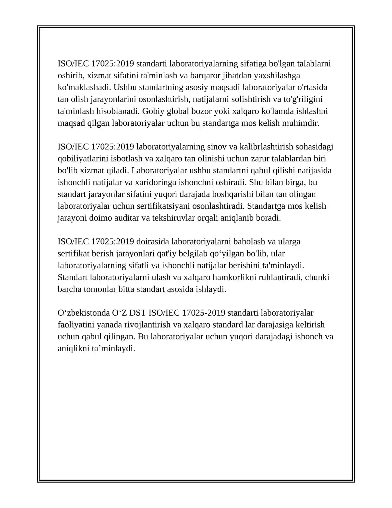 O´Z DST ISO/IEC 17025- 2019 STANDART TALABLARI 4
