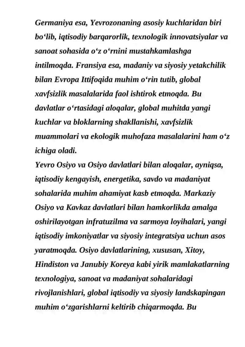 YANGI DAVRLARDA YEVROPA DAVLATLARI ANGLIYA,GERMANIYA, FRANSIYA, YEVRO OSIYO VA OSIYO DAVLATLARI.REFERAT 4