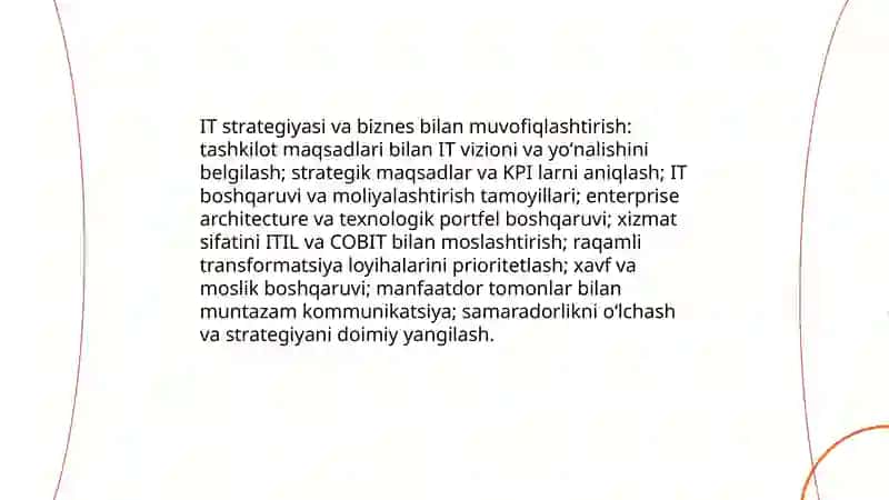 Axborot texnologiyalari boshqaruvi tamoyillari 4