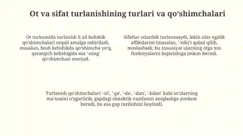 Ot va sifatlarning turlanishi 4