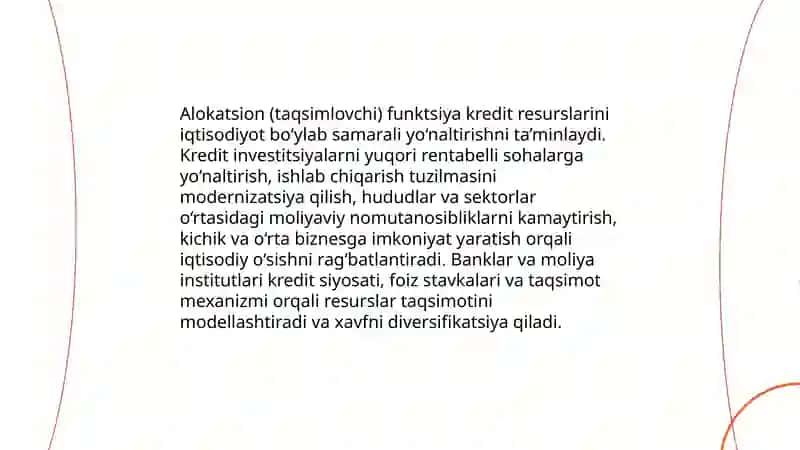 Kredit funktsiyalari va iqtisodiyotdagi roli 4