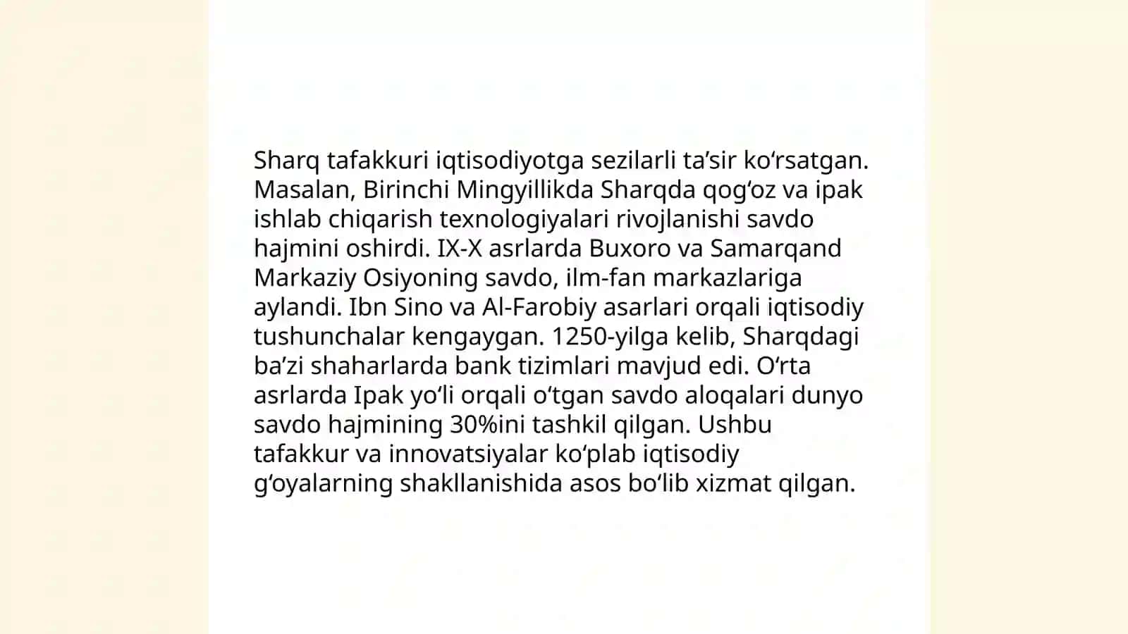Sharq mutafakkirlarining iqtisodiyot haqida qarashlari va ularning maktabgacha yoshdagi bolalar tarbiyasida tutgan oʻrni 4