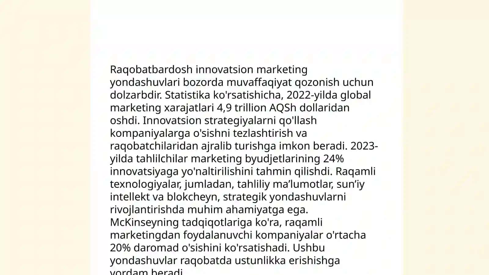 Innovatsion mahsulotlarni bozorga kirish strategiyalari 4
