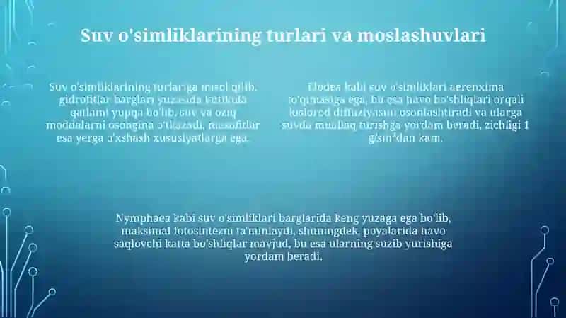Suv o'simliklarining tuzilishi ko'payishi va axamiyati 4