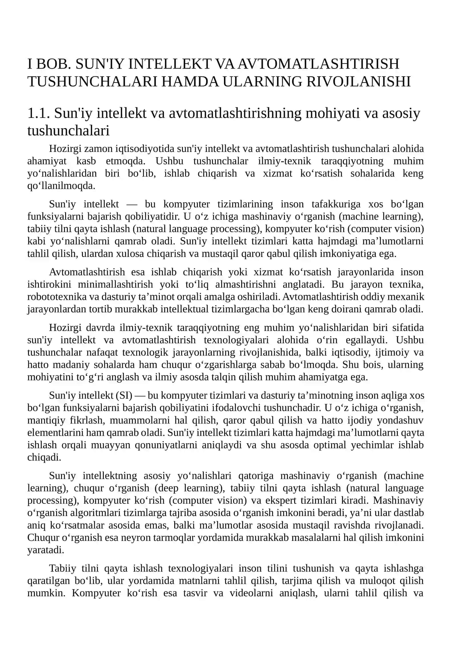 Sun'iy intellekt va avtomatlashtirish tushunchalari hamda ularning rivojlanishi 4
