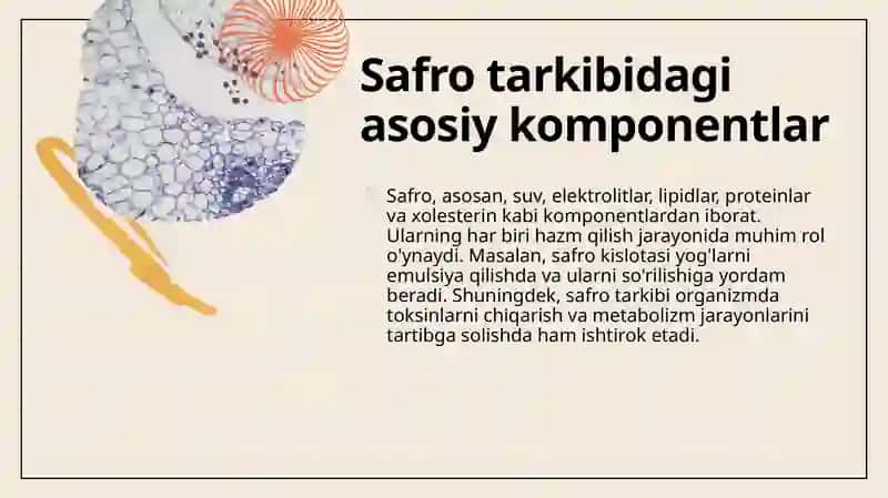 Safro tarkibi va xossalari, biokimyoviy husussiyatlari 4