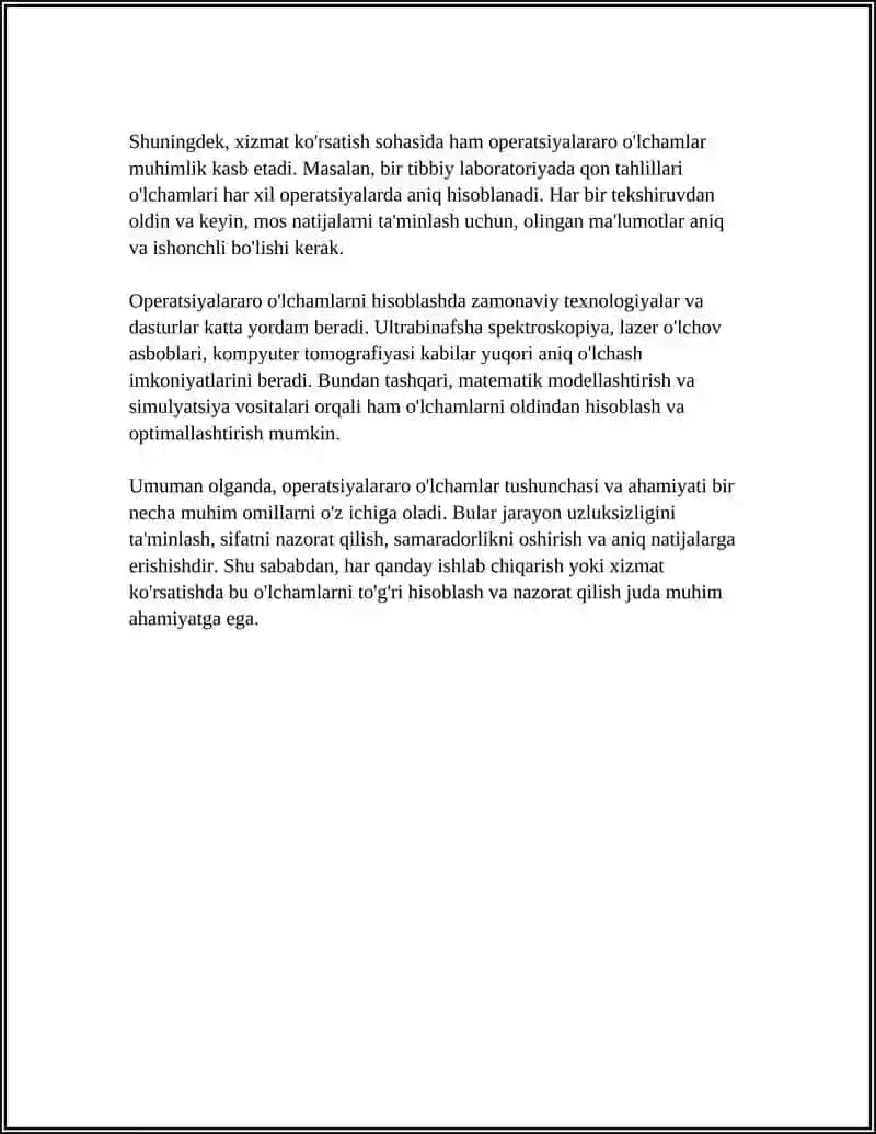 Operatsiyalararo O'lchamlarni Hisoblash 4
