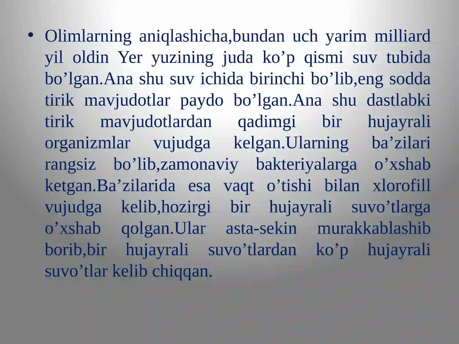 YERDAO’SIMLIKLAR DUNYOSINING RIVOJLANISHI 4