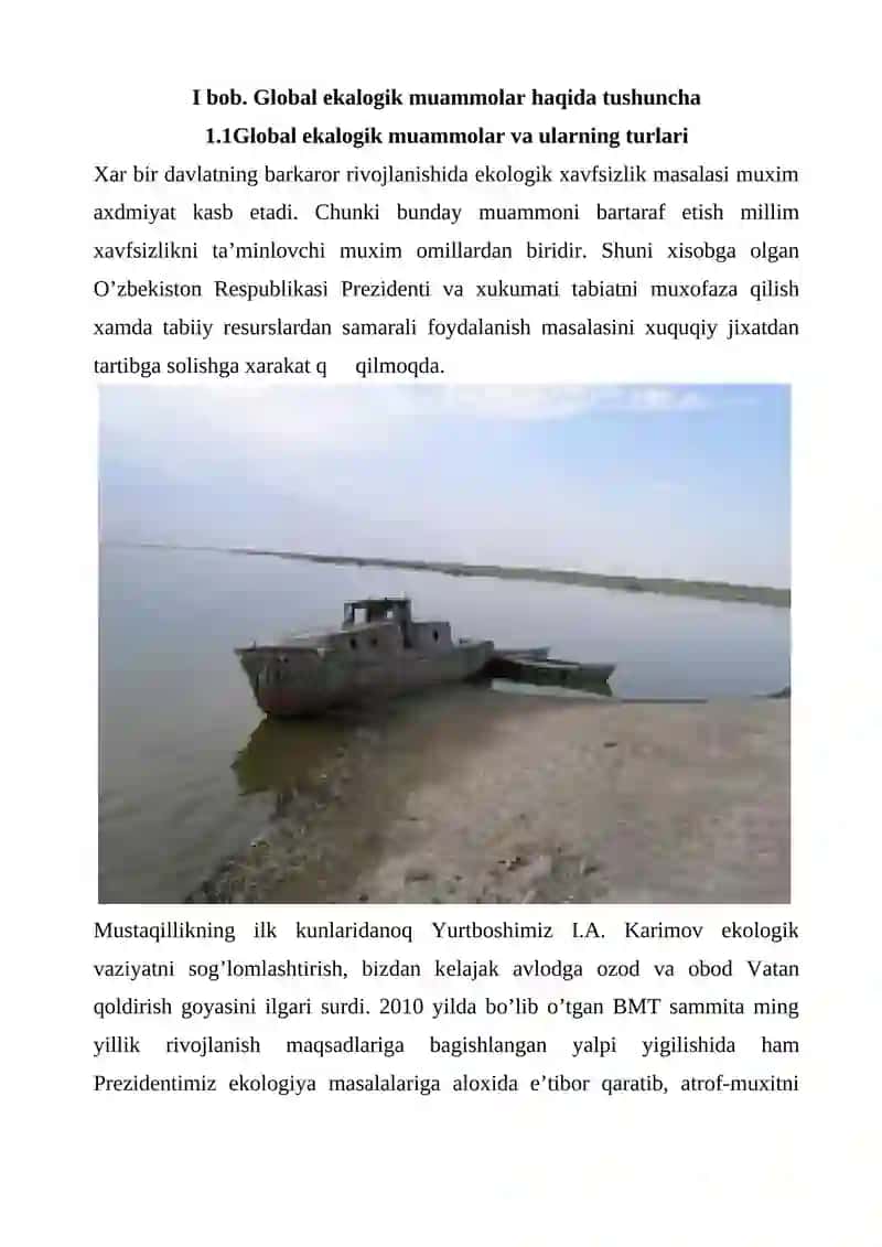 Global ekologik muammolarning kelib chiqish sabablari va ularni hal qilish chora tadbirlari 4