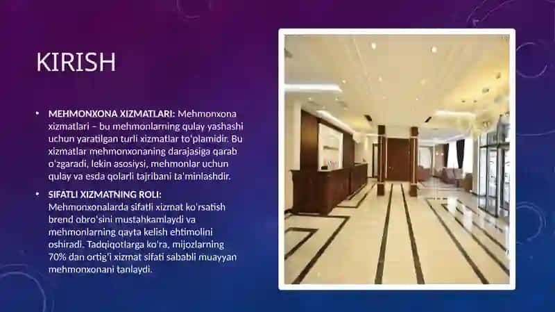 Mehmonxonalarda sifatli xizmat ko‘rsatishni tashkil qilish 4
