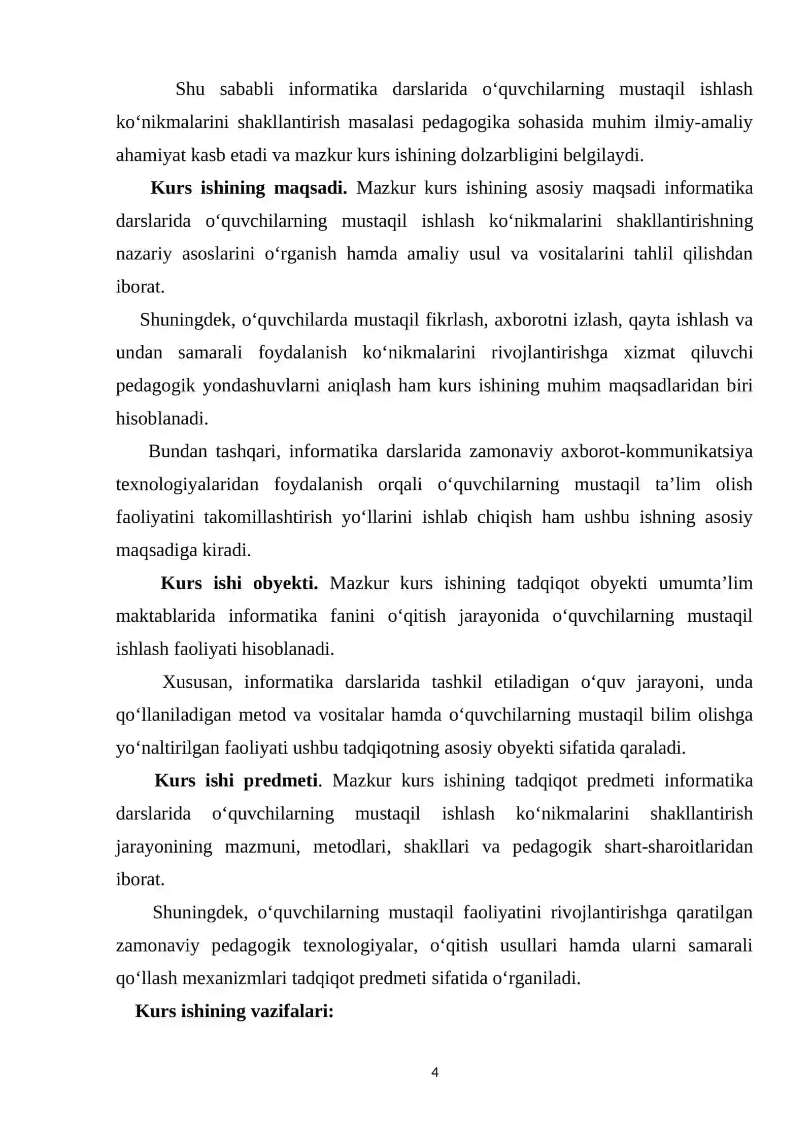 Informatika darslarida mustaqil ishlash ko`nikmasini shakllantirish 4