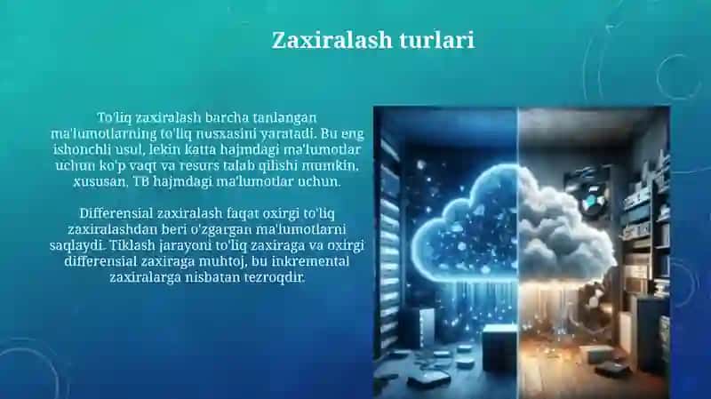 Malumotlarni zaxiralash (backup) usullari 4