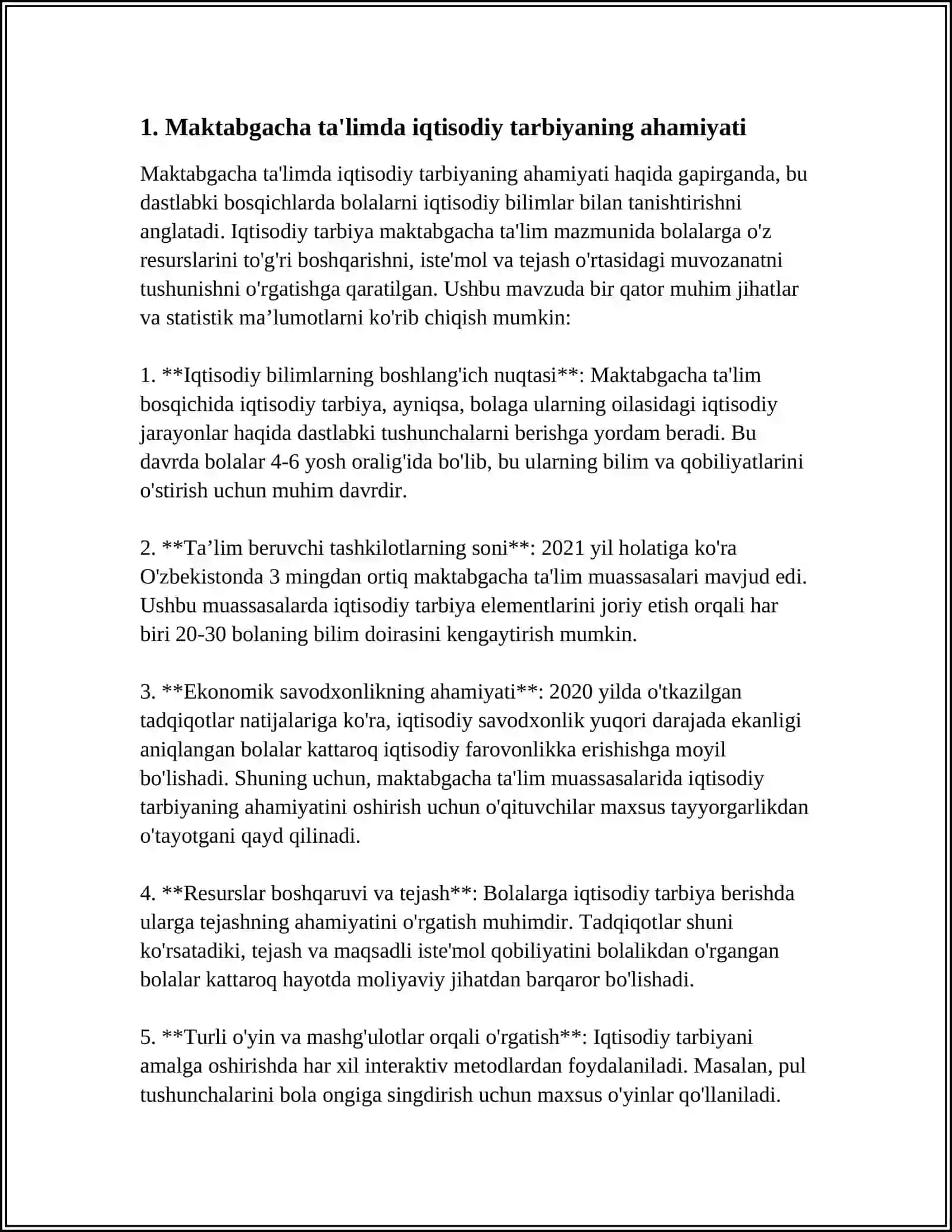 MAKTABGACHA TAʼLIM TASHKILOTLARIDA IQTISODIY TARBIYANI TASHKIL QILISH 4