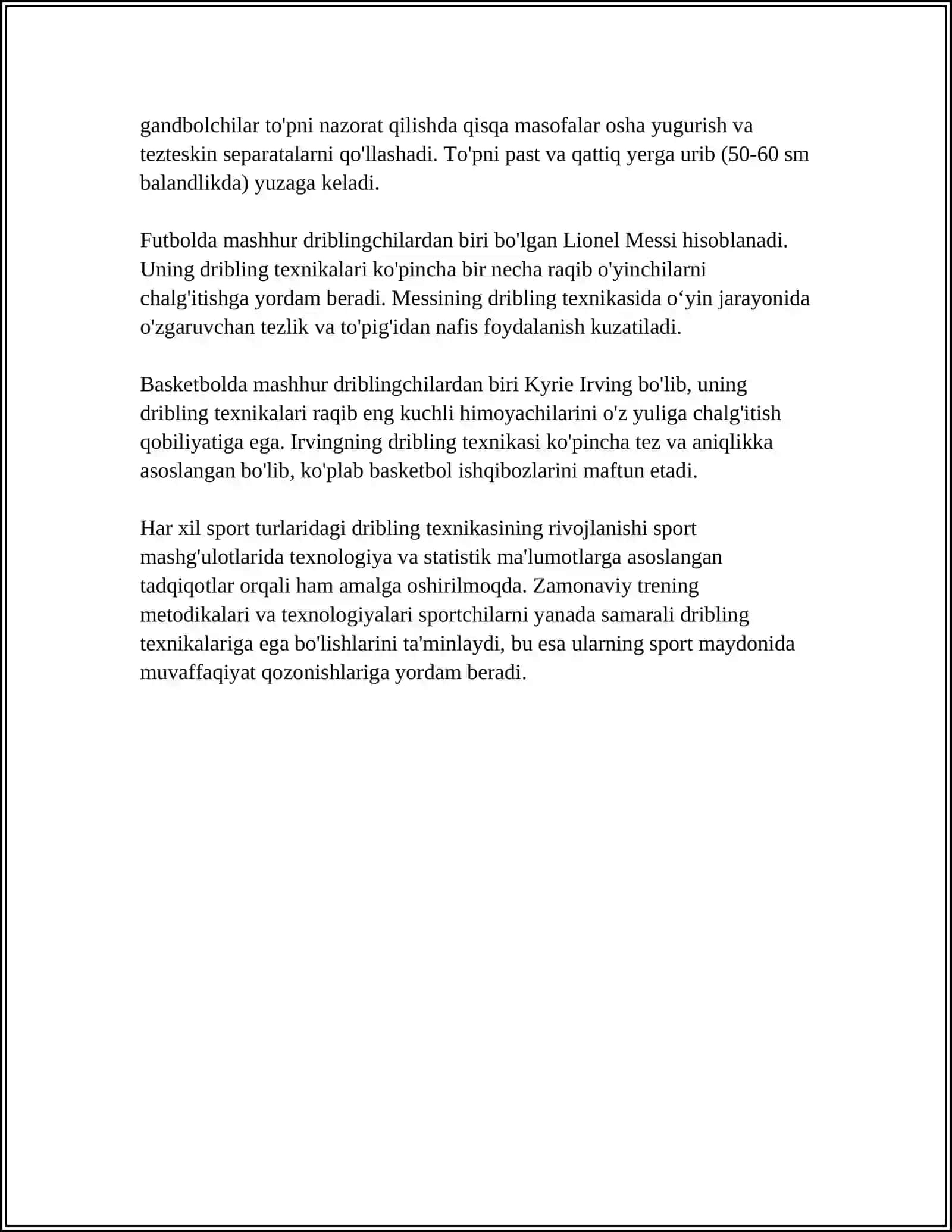 FUTBOL OʻYINIDA HARAKATLANISH TEXNIKASINI OʻRGANISH 4