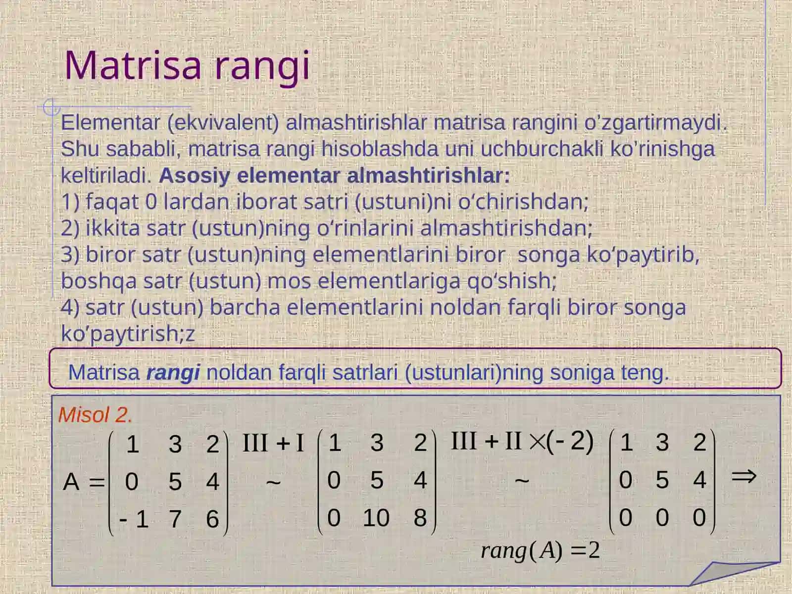 Matrisa Rangi (Matrisa rangi) 4