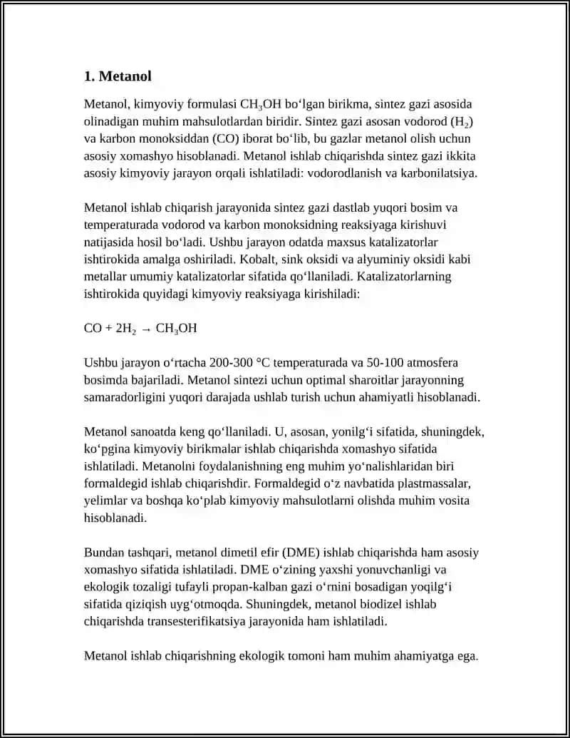 SINTEZ GAZI ASOSIDA OLINADIGAN MAHSULOTLAR 4