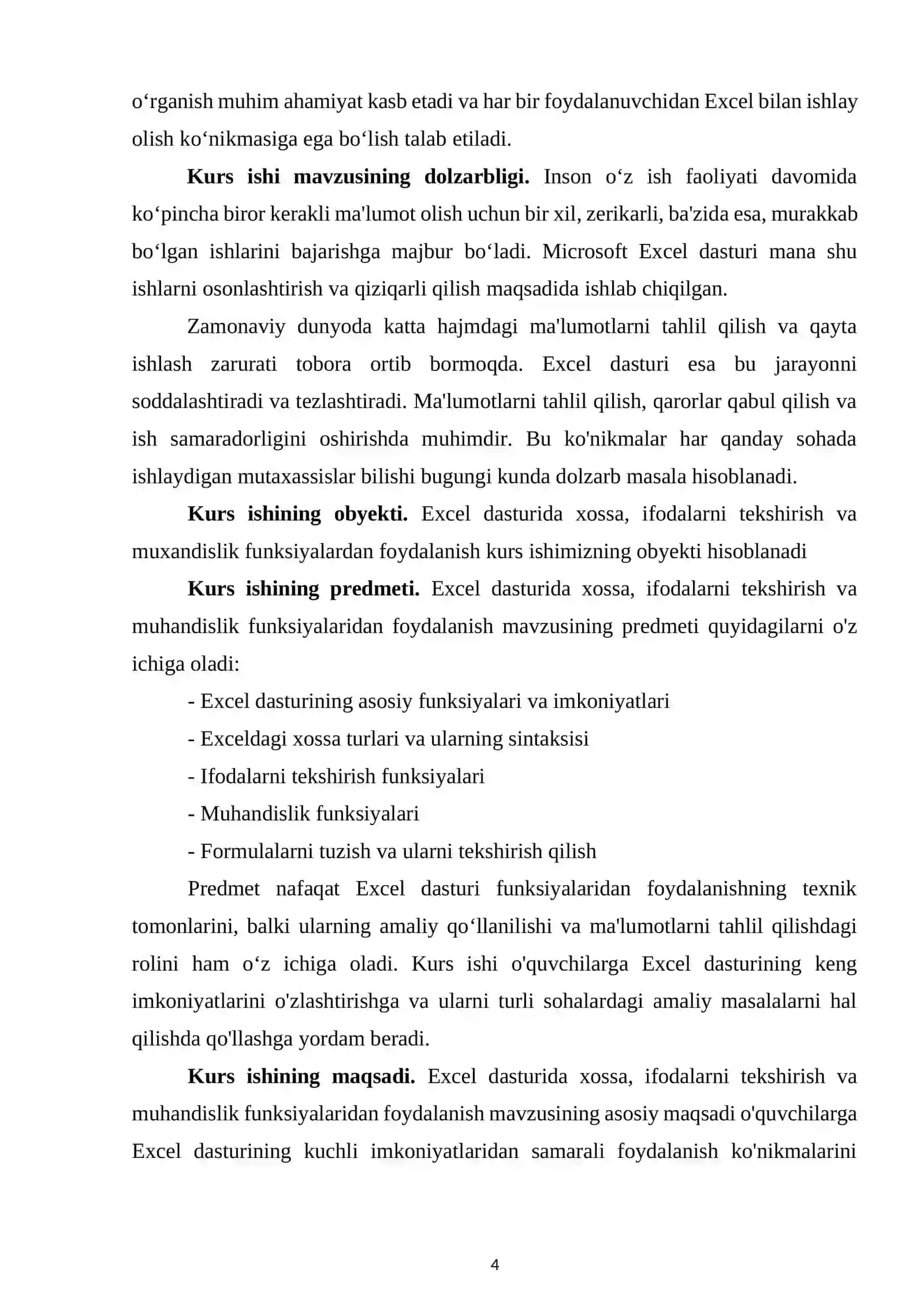 Excel dasturida xossa, ifodalarni tekshirish va muxandislik funksiyalardan foydalanish 4