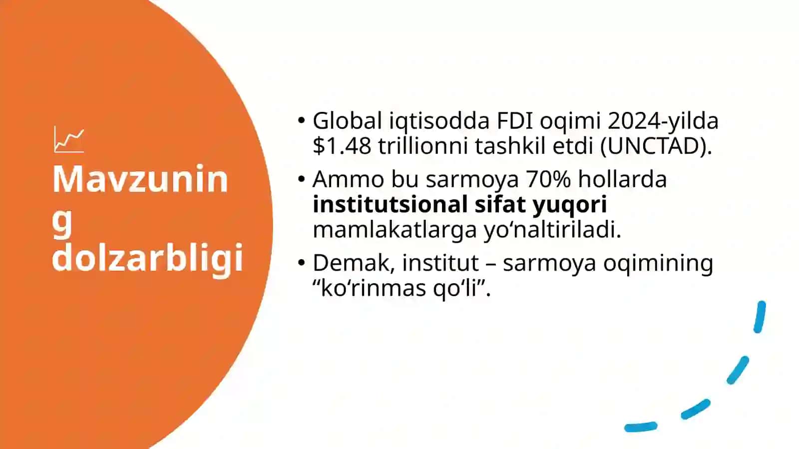 Institutsional sifati va xorijiy investitsiyalar oqimi o‘rtasidagi bog‘liqlik 4