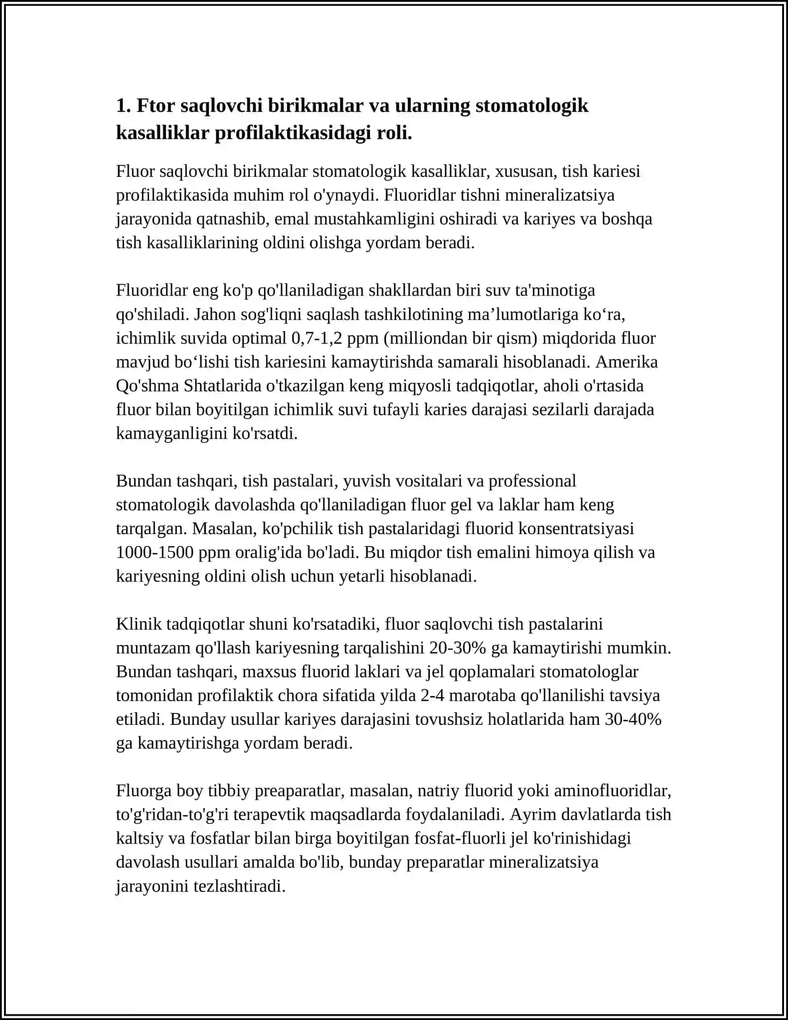 STOMATOLOGIK KASALLIKLAR PROFILAKTIKASIDA FTOR SAQLOVCHI BIRIKMALARNING AHAMIYATI 4