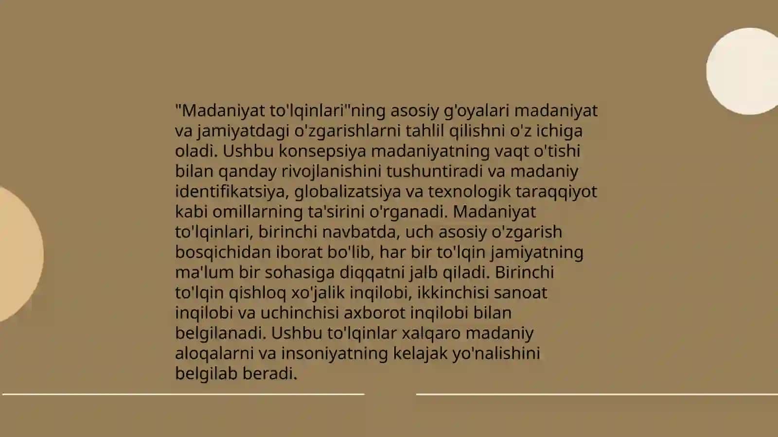 "Madaniyat to'lqinlari" maqolasi asosida prezintatsiya tayyorlash 4