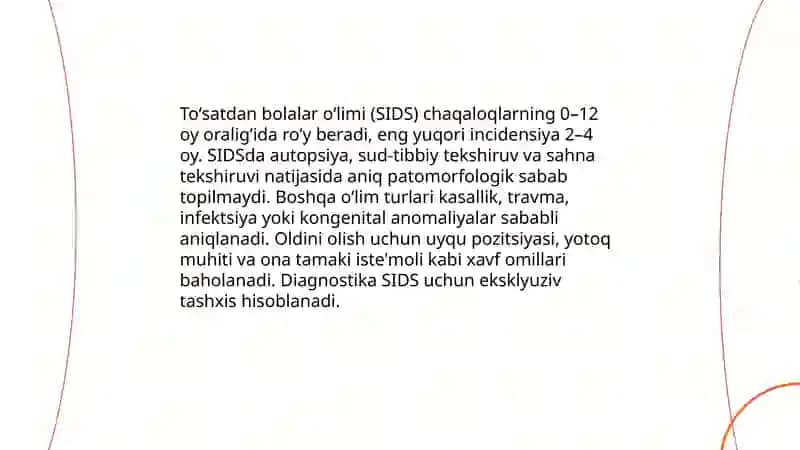Oʻlim haqida tushunchalar Toʻsatdan bolalar oʻlimi sindromi 4