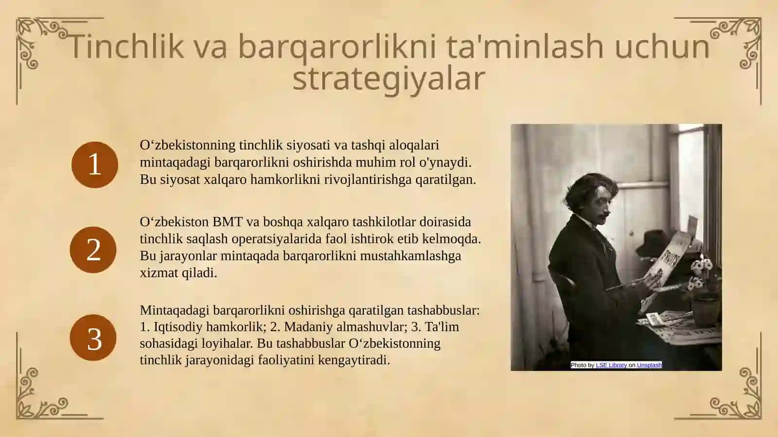 Oʻzbekistonning markaziy osiyo tinchlik va barqarorlikni taminlashdagi oʻrni 4