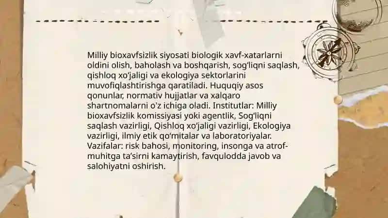 Bioxavfsizlik uning strukturasi va uni qoʻllashning huquqiy asoslari 4