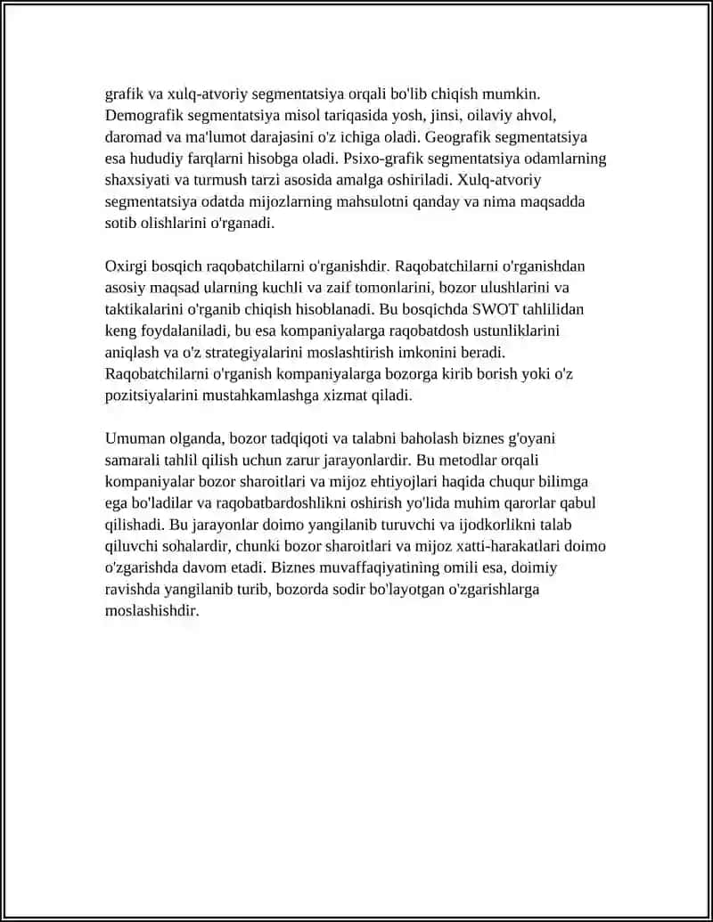 BIZNES GʻOYANI TAXLIL QILISH USULARI 4