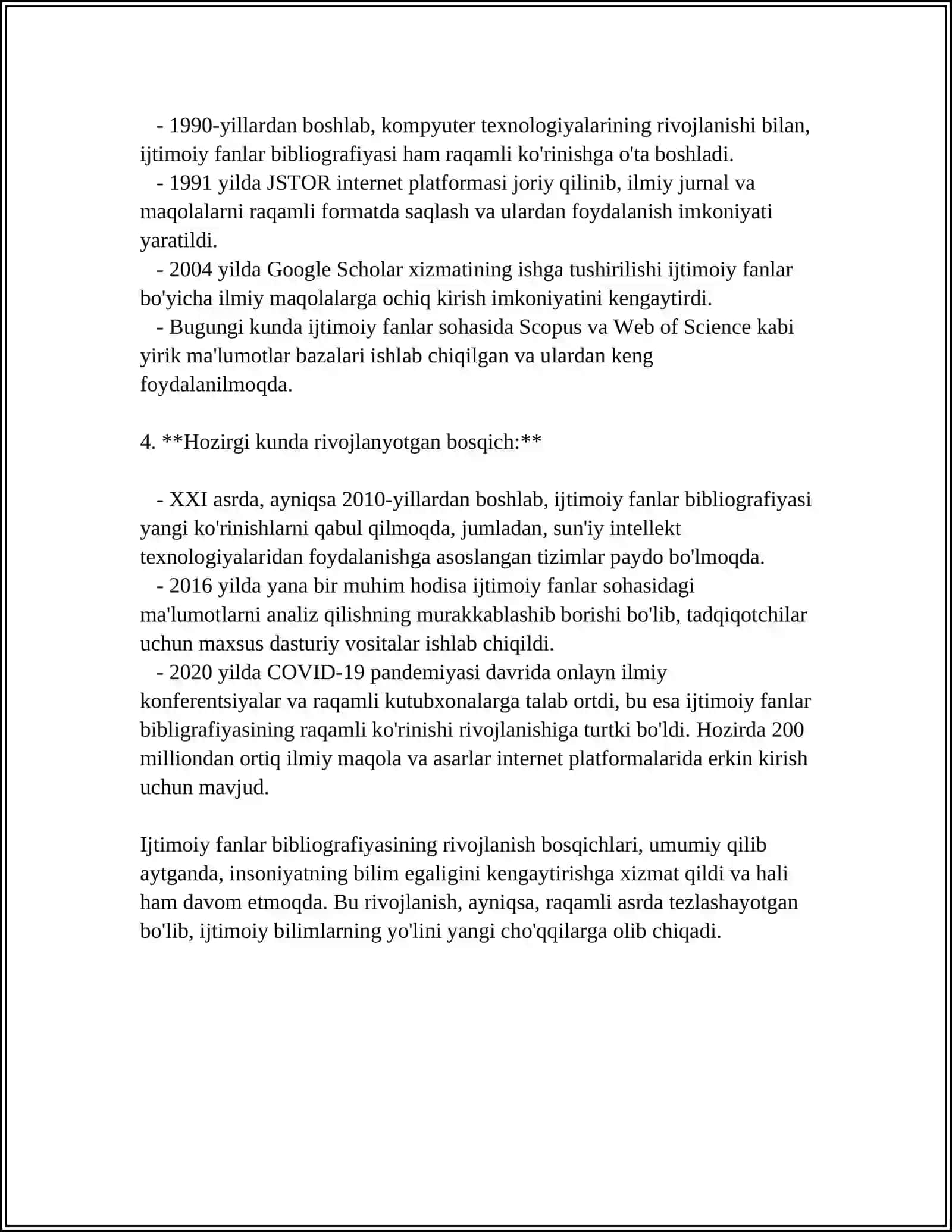 IJTIMOIY FANLAR BIBLIOGRAFIYASING RIVOJLANISH BOSQICHLARI VA YOʻNALISHLARI 4