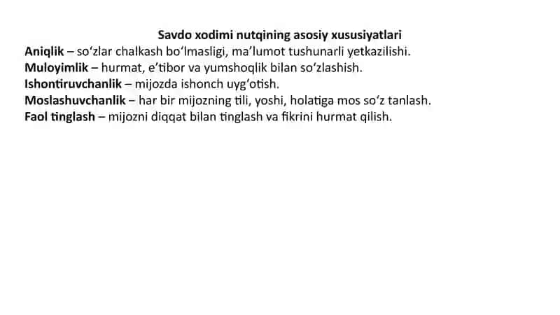 SAVDO XODIMLARI NUTQI HUSUSIYATLARI 4