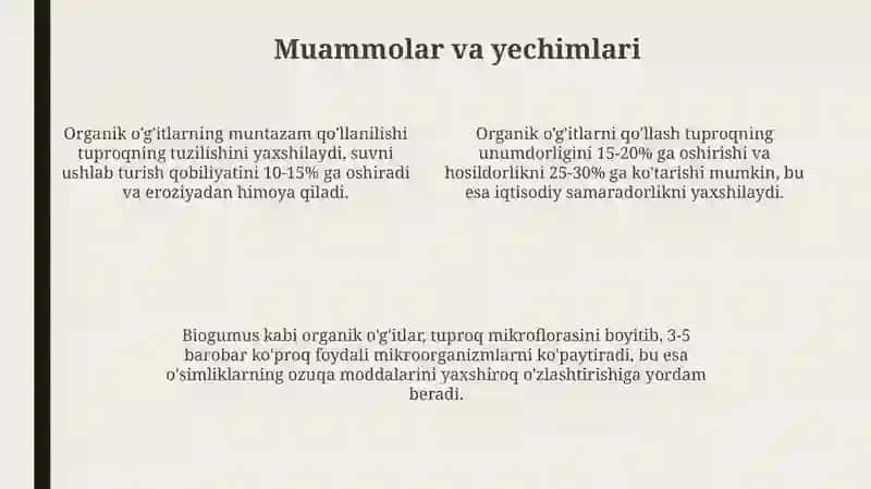 Sabzavot Ekinlarini Organik O'g'itlash Texnologiyalari 4