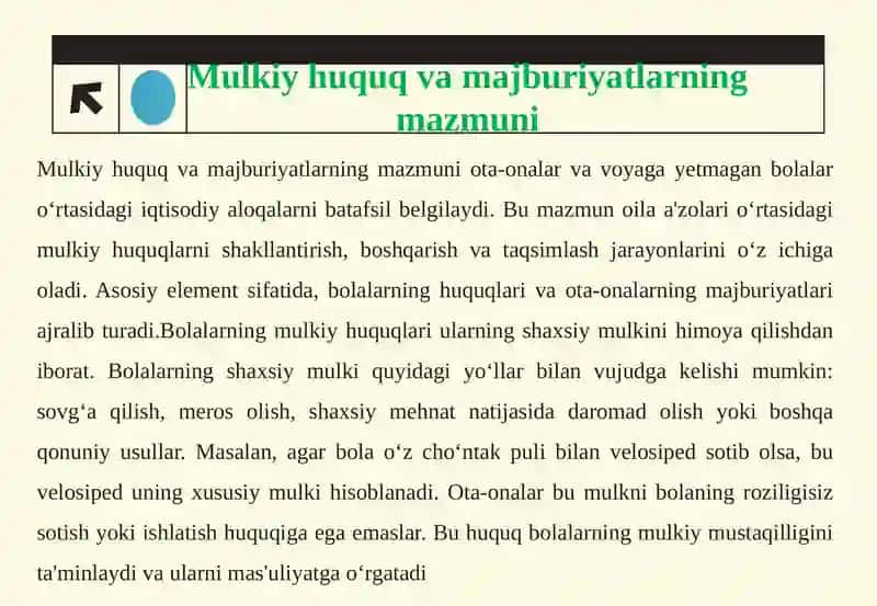 OTA-ONA HAMDA VOYAGA YETMAGAN BOLALARNING MULKIY HUQUQ VA MAJBURIYATLARI 4