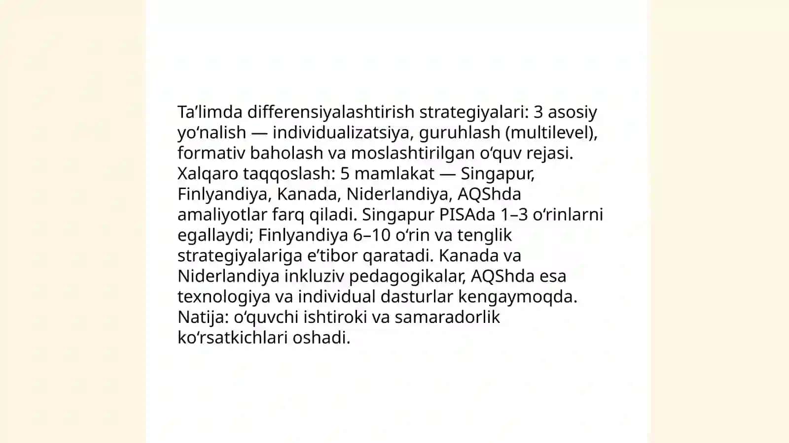 Jahon mamlakatlarida ta’lim Integratsiyalash va Differensiyalashtirish muammolari hamda kasbga yo’naltirish masalalari 4