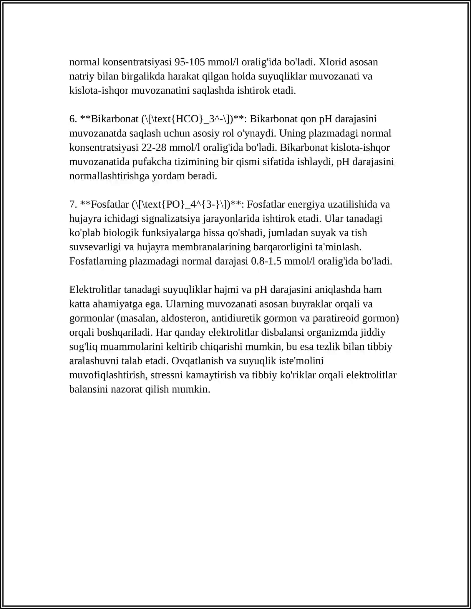 ORGANIZMNING BIOLOGIK SUYUQLIKLARI ELEKTROLIT VA NOELEKTROLIT ERITMALAR SIFATIDA 4