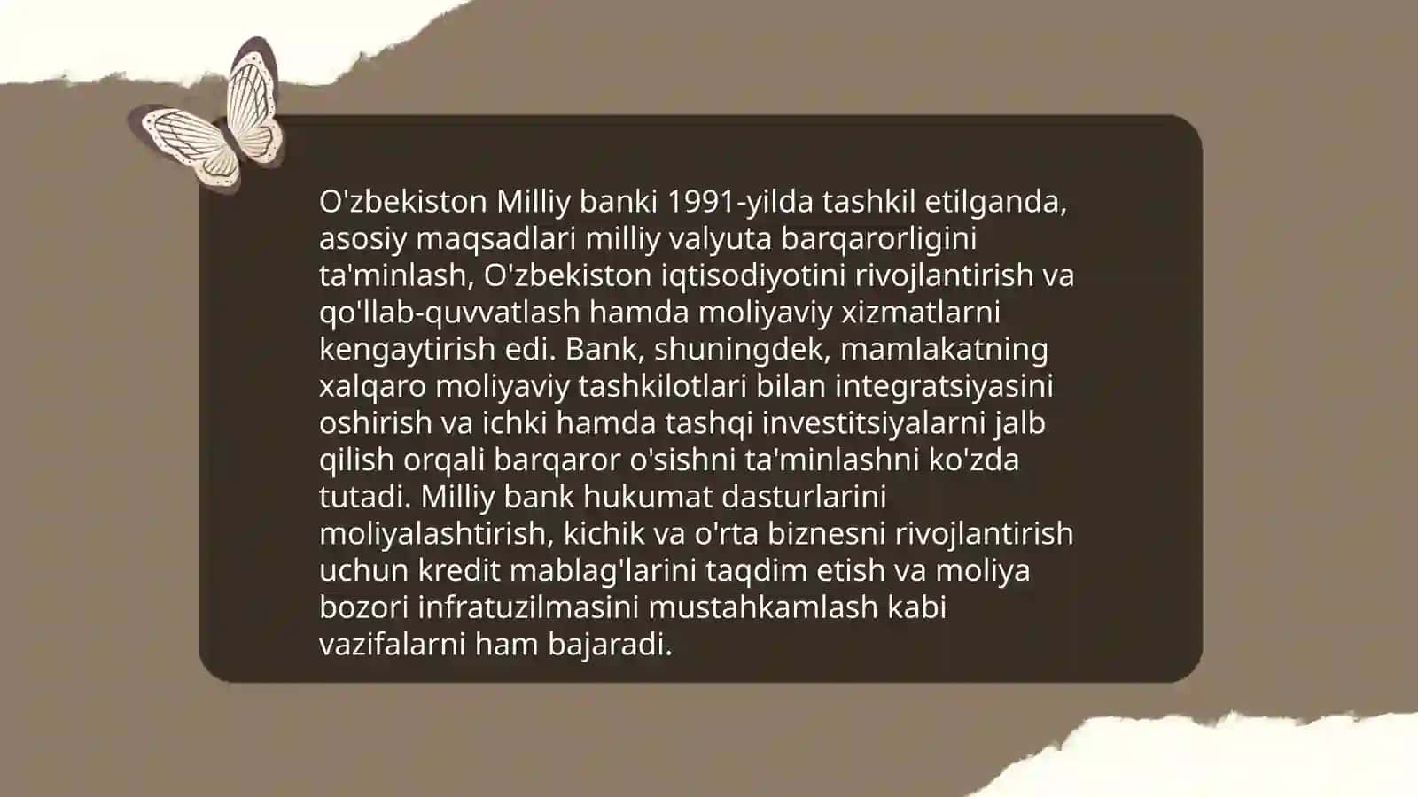 Özbekiston Milliy banki tashkil topishi faoliyati va körsatkichlari 4