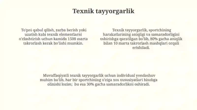 Sportchining jismoniy, texnik va taktik tayyoygarligi 4