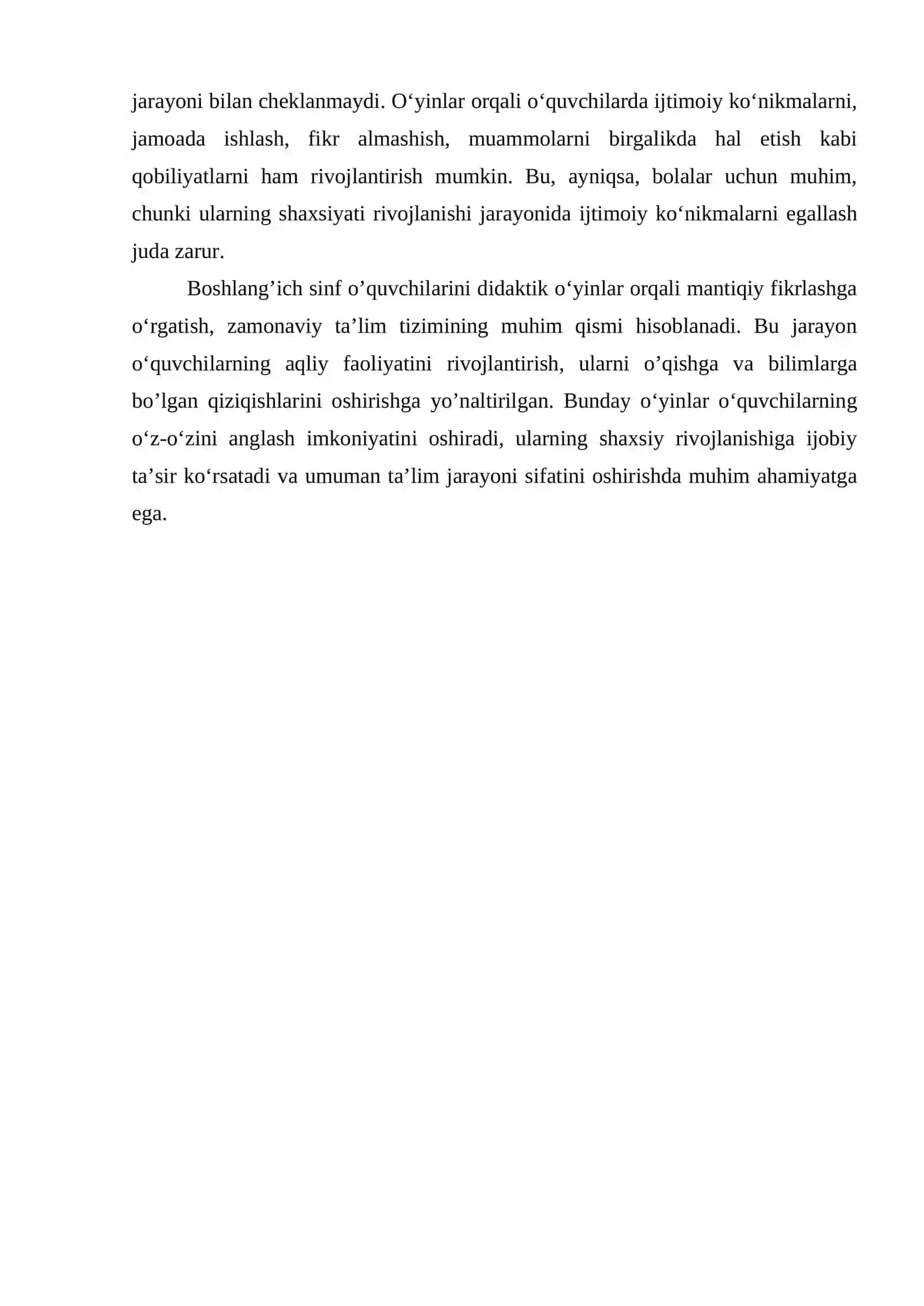 BOSHLANG’ICH SINF O’QUVCHILARINI DIDAKTIK O‘YINLAR ORQALI MANTIQIY FIKRLASHGA O‘RGATISH METODIKASI 4