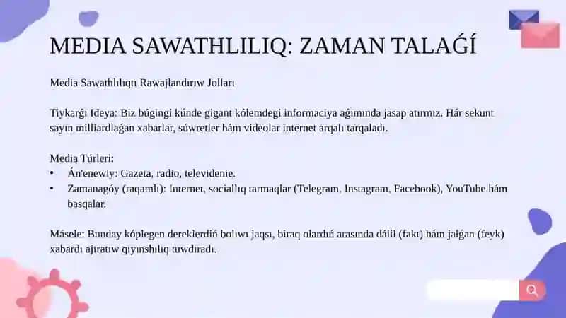 Media sawatlılıqtı rawajlandırıw jolları 4